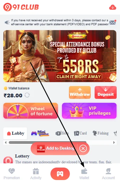 Withdrawal Options In Club 91